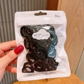 Elastic black hair ties for baby girls in a minimalist Hi Mom brand resealable pouch - 8#Black (50Pcs)