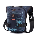 Tactical dark blue nylon leg bag with orange stitching and white text pattern - Dark Blue