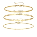 Three-piece gold layered bracelet set featuring Cuban, Figaro, and bead chain styles - Golden Cuban, Figaro and Bead Chain Set