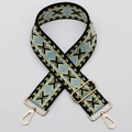 Ethnic blue and yellow geometric diamond weave shoulder strap with gold metal hardware - No. 462 / Silver Hook