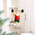 Funny bodybuilding Santa Claus Christmas tree ornament lifting a barbell weights - Santa Weightlifter