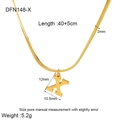 Detailed size chart for 18K gold plated flat snake chain necklace with letter X pendant - Style X (DFN148-X)