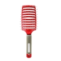Red vented hair brush with boar bristles and beige non-slip heart pattern handle - Without Boar Bristle / Red (without Boar Bristle)