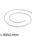 Polished silver stainless steel ball chain necklace 500mm length 2.4mm width in spiral - Cylindrical Bead Chain (KN107375-Z)