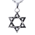 Collier avec pendentif hexagramme étoile de David en acier inoxydable argenté pour homme - Pendentif Hexagramme Sans Chaîne (C0505-2)