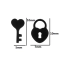 Asymmetric black heart lock and key charms with 10mm height dimensions for jewelry making - 428 Lock Key / Black