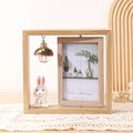 Cadre photo rotatif en bois de 6 pouces avec figurine de lapin et lampe décorative - Lapin du Zodiaque / 6 Pouces