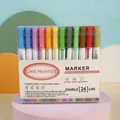 Set of 24 colors double line outline markers for DIY drawing and bullet journaling - 24 Colors Outline Markers White Barrel (No Inner Box)