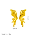Y2K style gold butterfly wing stud earrings in stainless steel with 46mm length - 18K Gold / Gold