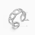 Adjustable silver chain link stainless steel ring with 1.7cm inner diameter size - Steel-colored Ring 161