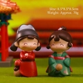 Cute resin Tang dynasty girl figurines in red and green ancient Chinese costumes - Cuju Ornament (1188-8B)