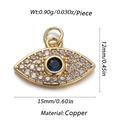 Gold evil eye charm pendant with blue zircon stones for DIY jewelry making - Blue Zircon Eye (CX141-11)