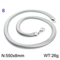 Silver stainless steel flat snake bone chain necklace, width 8mm and length 550mm - 8mm Steel Color 55cm