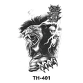 TH-401 black ink temporary tattoo sticker with roaring lion and skull design - Th-401 / 210*148mm