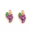 Mini grape fruit pendant in deep purple enamel with gold alloy edges for DIY jewelry - Grapes