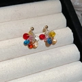 Close-up of vibrant colorful resin beaded cluster earrings in a jewelry box storage tray - 55# Silver Earring Post - Colorful - Tassel