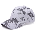 Detailed side view of tie-dye baseball cap with black and white abstract splash pattern - Black White Ink (#8)