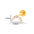 Gouden titanium labret met interne schroefdraad en marquise zirkonia steentje - Drie Zirkoon Boog Stijl (1#) / Goud
