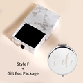 Silver folding makeup mirror with I Do engraving and marble gift box, Style F - I Do (Style F) / Gift Box