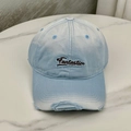 Distressed light blue baseball cap with Fantastics embroidery and vintage frayed brim - One Size (58-60cm) / Blue