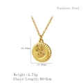 Collar de acero inoxidable dorado con colgante de luna y estrella y datos técnicos - LN1179 Colgante Redondo Luna Estrella