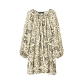 Oversized printed long sleeve dress for women featuring a stylish waist tie detail - XS / Beige Animal Print