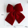 Large red velvet Christmas bow decoration, 33cm x 29cm size for tree and window display - 33cmx29cm / Wine Red (Large)