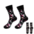 Black crew socks featuring funny cartoon eyeball and fork patterns for Halloween - 37-46 / #08 Eyeballs