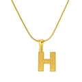 Golden snake chain necklace featuring a textured letter H pendant with polished bail - Letter H (S-P004-H)