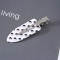 White acetate leaf hair clip featuring black Yin Yang pattern and silver metal duckbill base - 28# Tai Chi Bagua Pattern / No-trace Clip