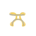 Geometrischer vergoldeter zweischichtiger Nagelring mit funkelnden weißen Zirkonia - Doppelschichtiger Geometrischer Hohler Stil (9859) / Leichtes KC Gold