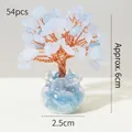 Miniature blue crystal tree handmade with copper wire and glass base 6cm high - 54 Crystals Aquamarine (Mini Fish Tank)