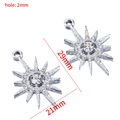 Silver alloy sun star pendant with white rhinestones and dimensions for jewelry DIY - Sun Flower Pendant / Silver (White K)