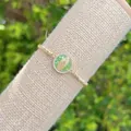 18K gold-plated Virgin Mary pendant bracelet with green mosaic and zircon halo - Green