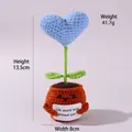 Handmade crochet light blue heart plant in orange pot with motivational card - Positive Potted-Heart Sky Blue