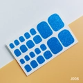 Deep blue glitter toe nail wraps J008 set with shimmering finish on dual-tone background - J008 Blue Glitter