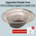 Translucent grey sitz bath basin with ergonomic seat and hanging hole for toilet use - Gen 2 Classic with Hook / Simple Grey