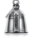 Pendaglio campana del guardiano in acciaio inox vintage con rilievo a croce 3D - Colore Acciaio + Portachiavi