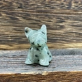 Green spotted semi-precious stone French Bulldog carving 3cm sitting crystal dog statue - Kiwi