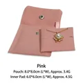 Pink velvet jewelry pouch with snap button and insert card for necklace storage - Pink with Inner Pad (Microfiber)