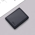 Black vertical bifold leather wallet for men featuring a luxury lychee grain texture - Black