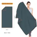 Quick-dry microfiber beach towel in dark grey with bright orange stitching 160x80cm - Blue Grey (Single-Sided Print) / 160x80cm
