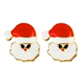 Christmas stud earrings with Santa Claus wearing sunglasses in gold and red finish - A138-55 Santa w/ Sunglasses