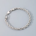 Bracelet chaîne torsadée en acier inoxydable argenté avec fermoir mousqueton classique - Bracelet 20cm / 5mm / Acier