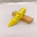 Vintage punk style long joint ring with gold finish and sharp scale texture details - Three-Section / Yellow