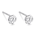 S999 sterling silver rose stud earrings with elegant silver finish and minimalist design - Rose Flower Studs