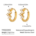 Pendientes de aro en acero inoxidable bañados en oro 18K con circonitas brillantes - Estilo Pavé Entrecruzado(YYE023393)