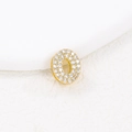 Close-up of golden bubble letter O charm with sparkling cubic zirconia pavé stones - O (Single Pendant)