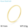 Minimalistischer 1mm Edelstahlring in Gold, stapelbar für Damen, Größe 6 bis 9 - US 6 / 1mm Ultradünner Polierter Stil (KR100082-K) / Gold