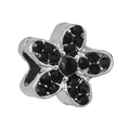 DIY silver flower bead with black crystal rhinestones for daisy bracelet making - Black Zircon Flower